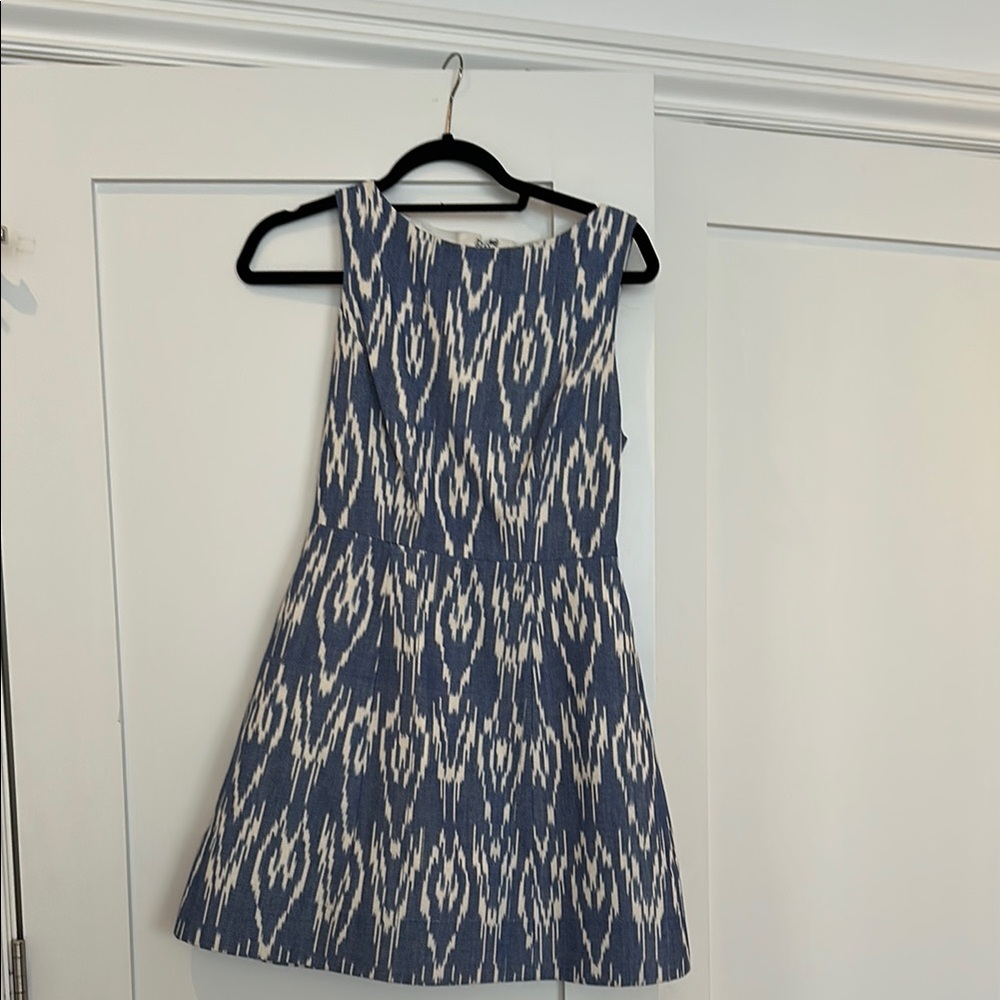 Alice + Olivia Blue and White A-Line Mini Dress